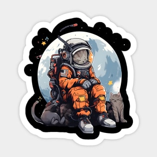 Space cat sitting with cats Sticker